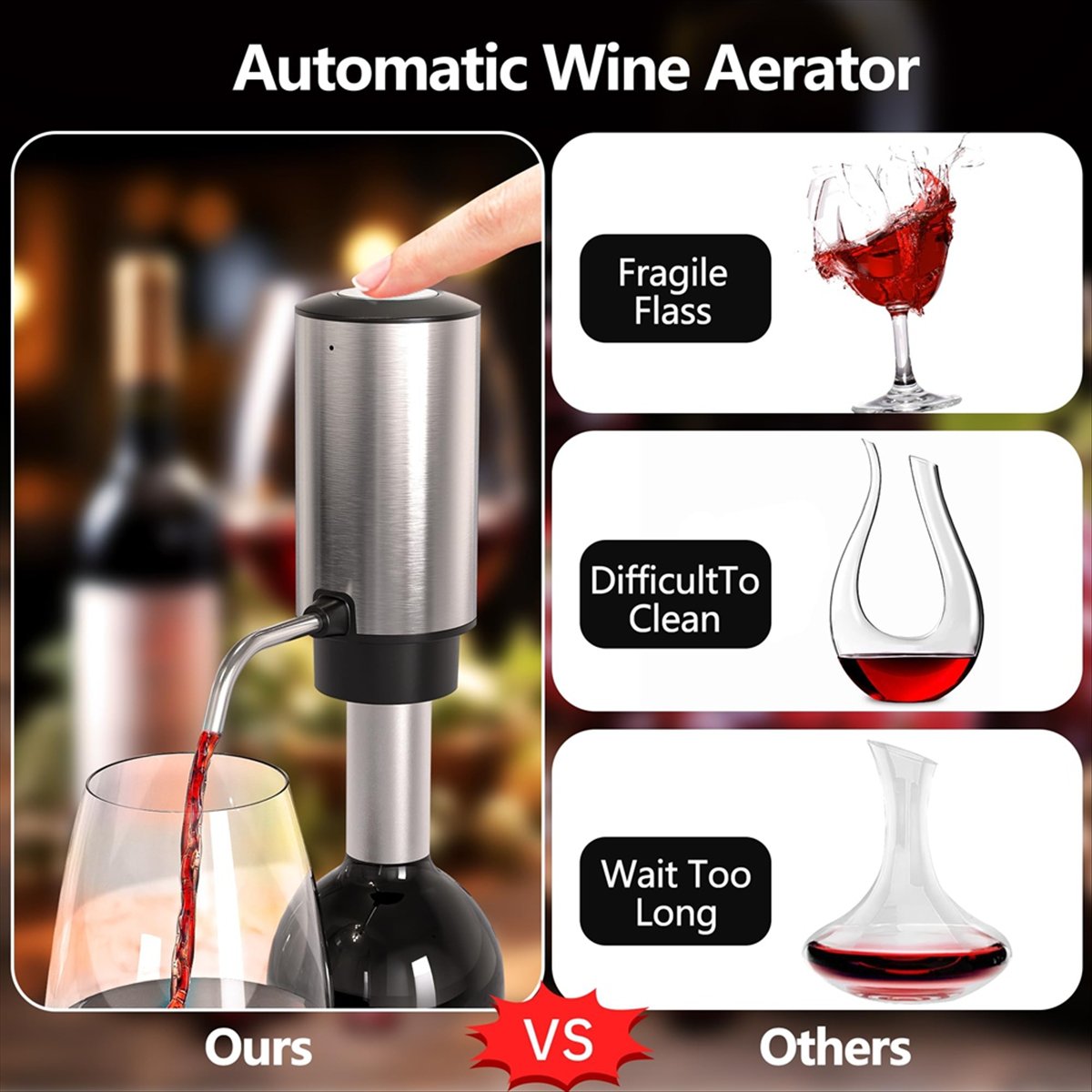 ETRT Aerador de vino eléctrico - Decanter Aerator Set reseña y precio