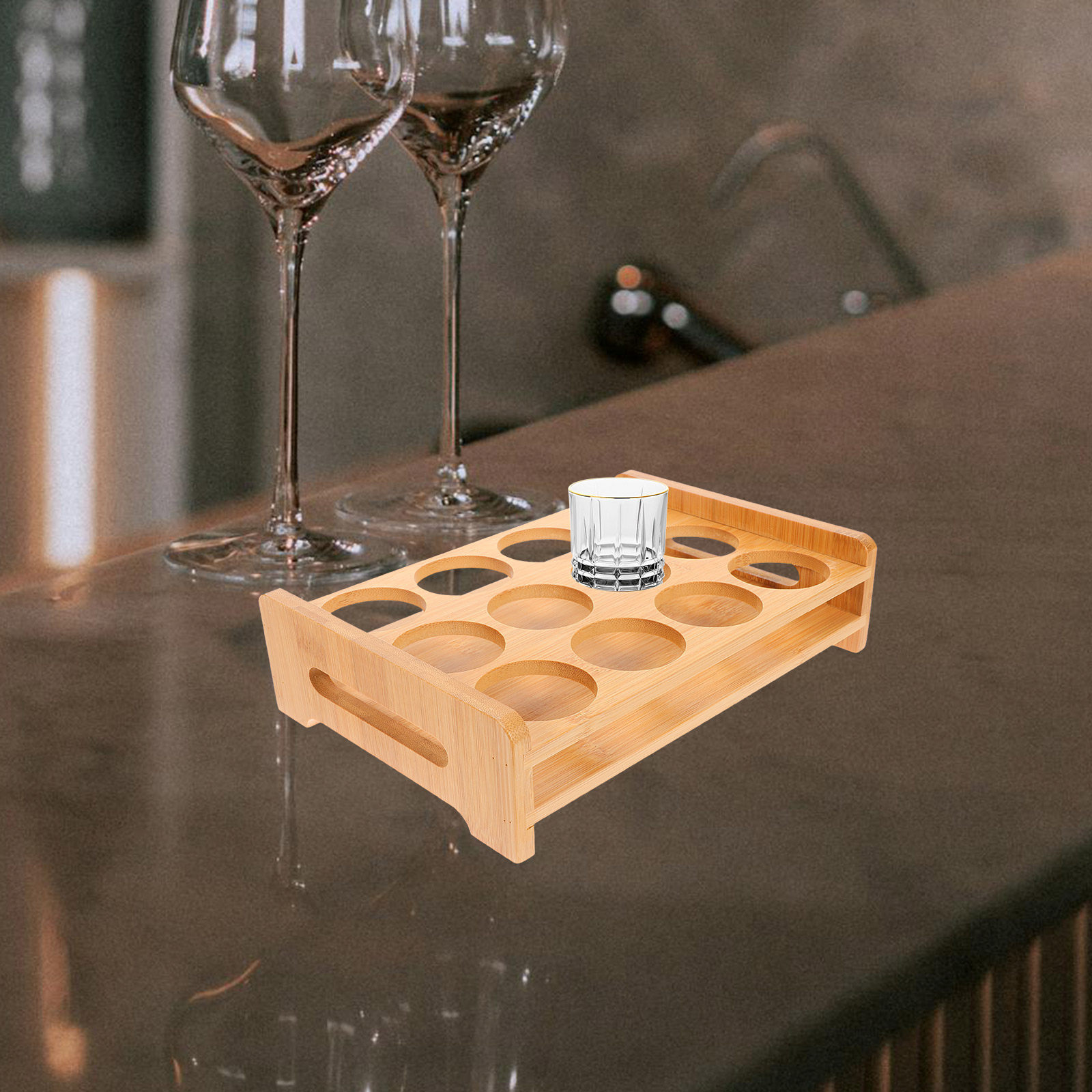 Soporte de Bambú para Vasos de - Wine Beer The Whiskey reseña y precio