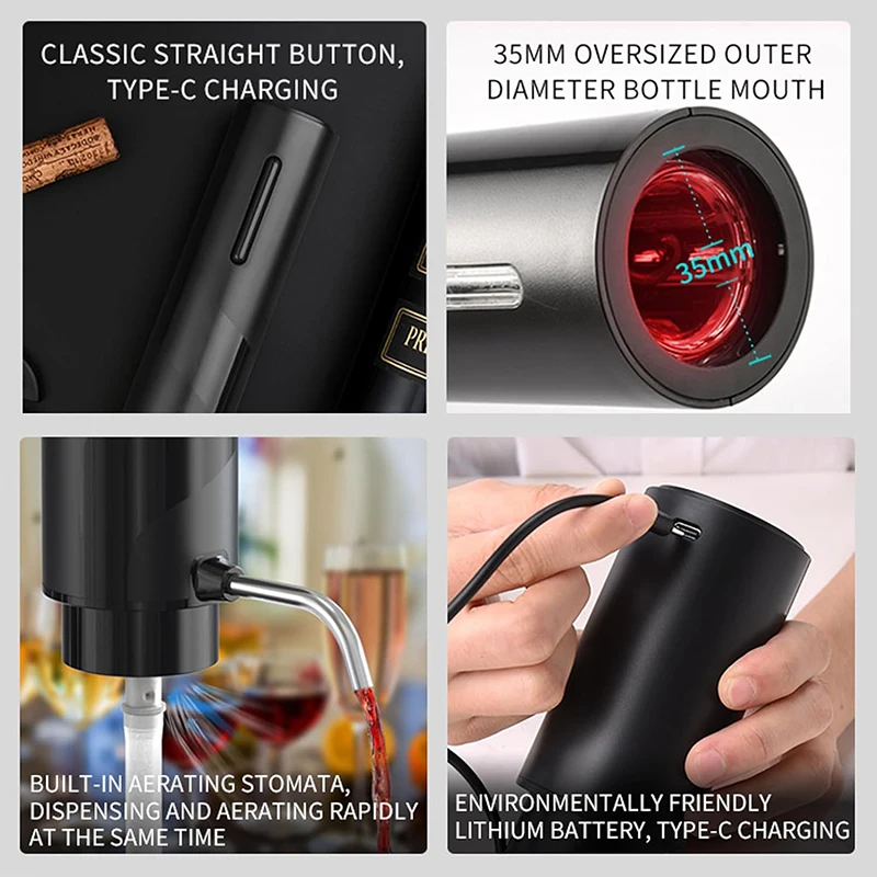 Juego de abridor de vino eléct - Decanter Aerator Set reseña y precio